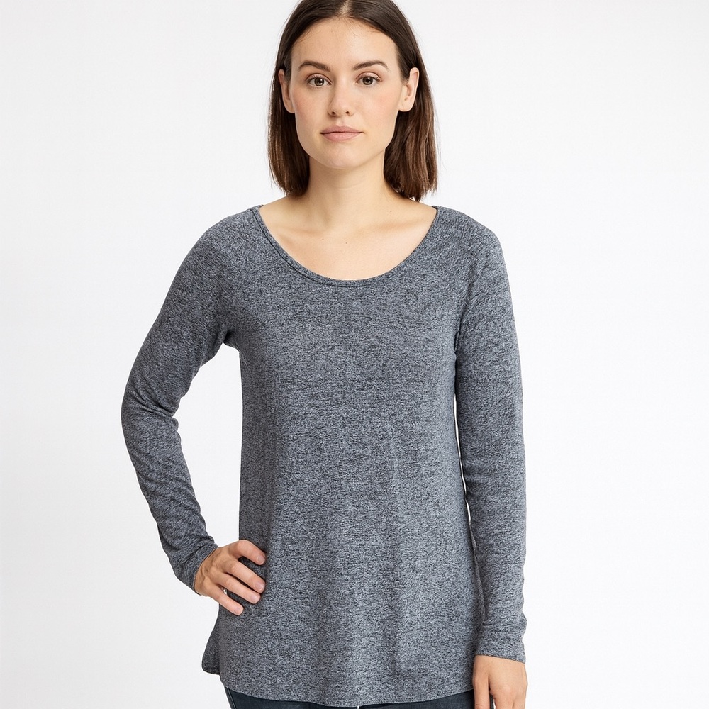 Soft Surroundings Soft Ribbed Knit Sweater Top small Gray